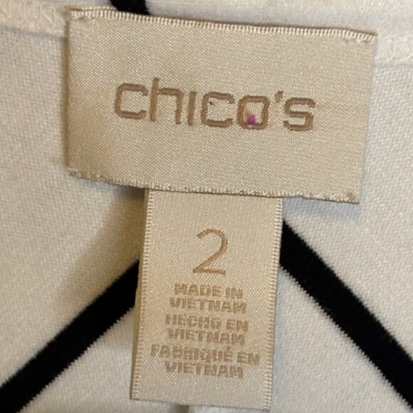 Chico's Cardigan Women's Size Large Open Front Stripes Black White Chicos 2 - Picture 3 of 4